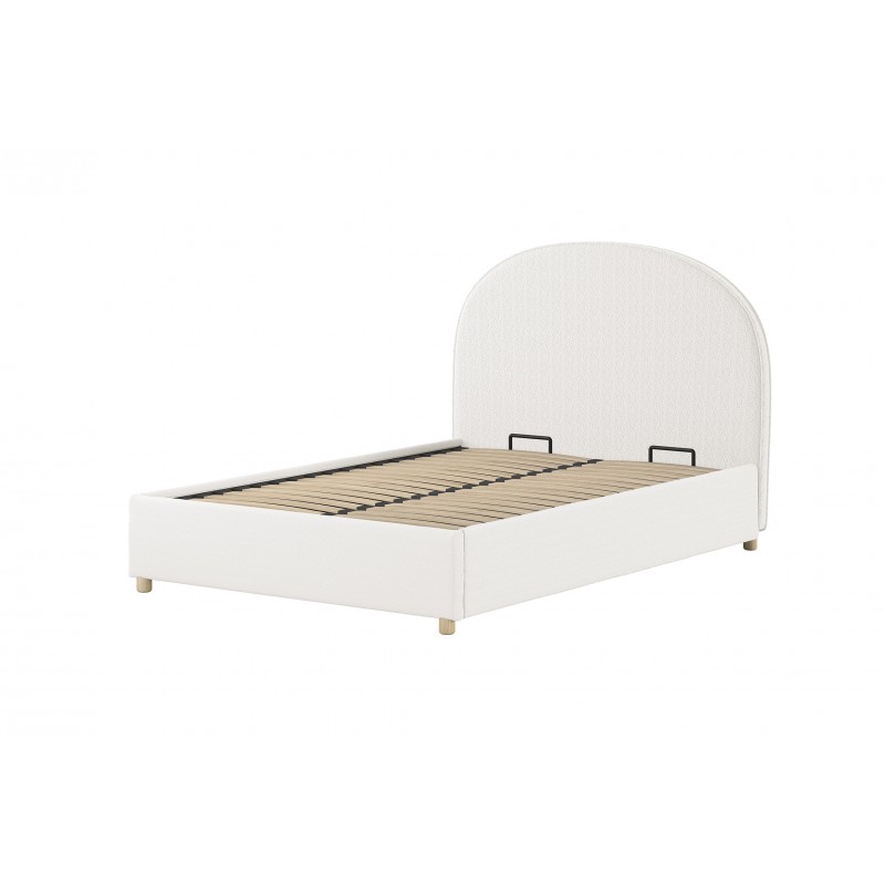 Kontinentalseng med opbevaring Moon 140 x 200 cm – hvid bouclé