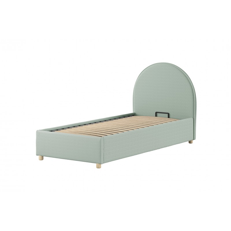 Seng med opbevaring 90 x 200 cm – Moon, grøn bouclé