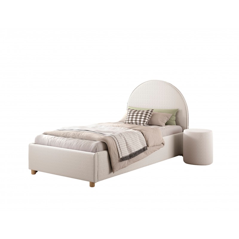 Seng med opbevaring 90 × 200 cm – Moon, hvid bouclé