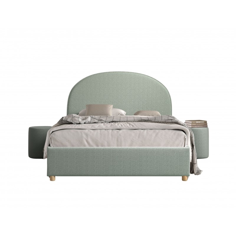 Seng med opbevaring 140 x 200 – Moon, grøn bouclé