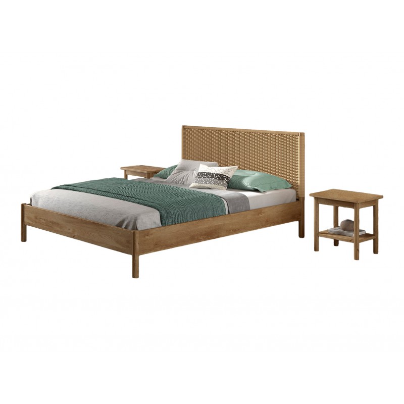 Dobbeltseng 160 x 200 cm – Olive i eg med fletgavl