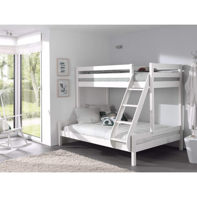 Køjeseng Pino familieseng 140x200 + 90x200 – hvid