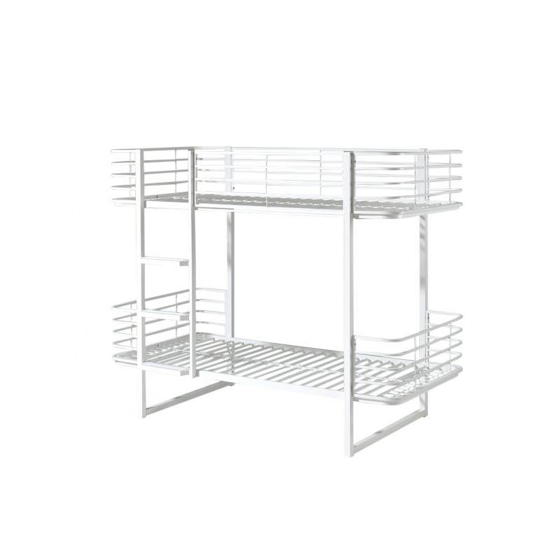 Køjeseng Oscar 90 x 200 cm – hvid metal, industriel stil