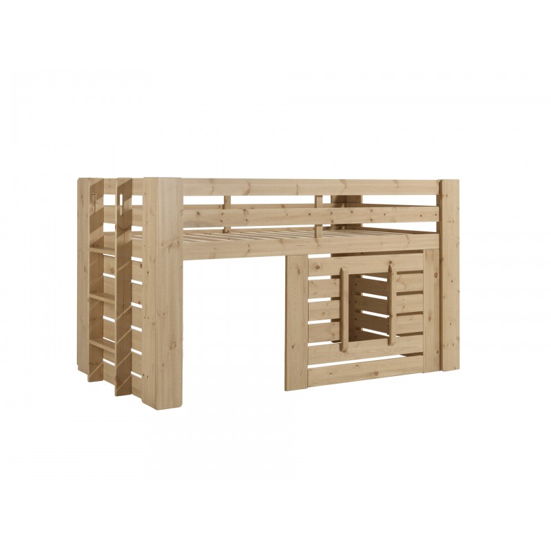 Loftseng til børn Oliver halvhøj 90 x 200 cm – egfarvet