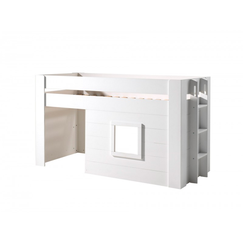 Halvhøj seng til børn 90 x 200 – Noah, hvid