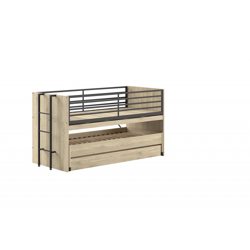 Halvhøj seng 90 x 200 – Sam i eg med udtræksskrivebord