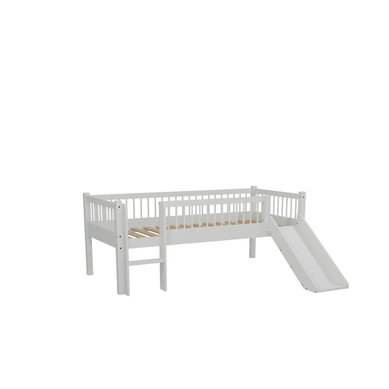 Halvhøj seng med rutsjebane 90 x 200 – Forrest Beech, hvid