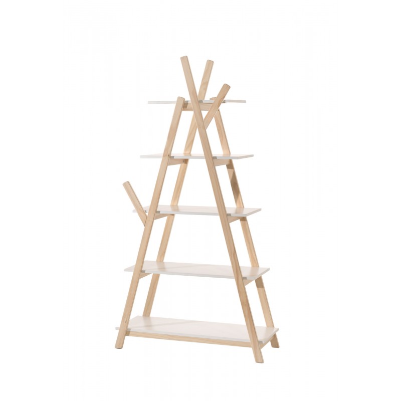 Bogreol til børn – Kiddy, hvid tipi-reol i fyr og MDF