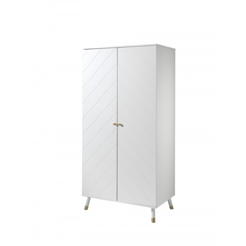 Garderobeskab med 2 døre – Billy, hvid satin