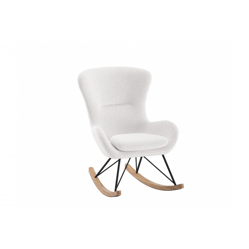 Gyngestol i bouclé – Rocky, hvid