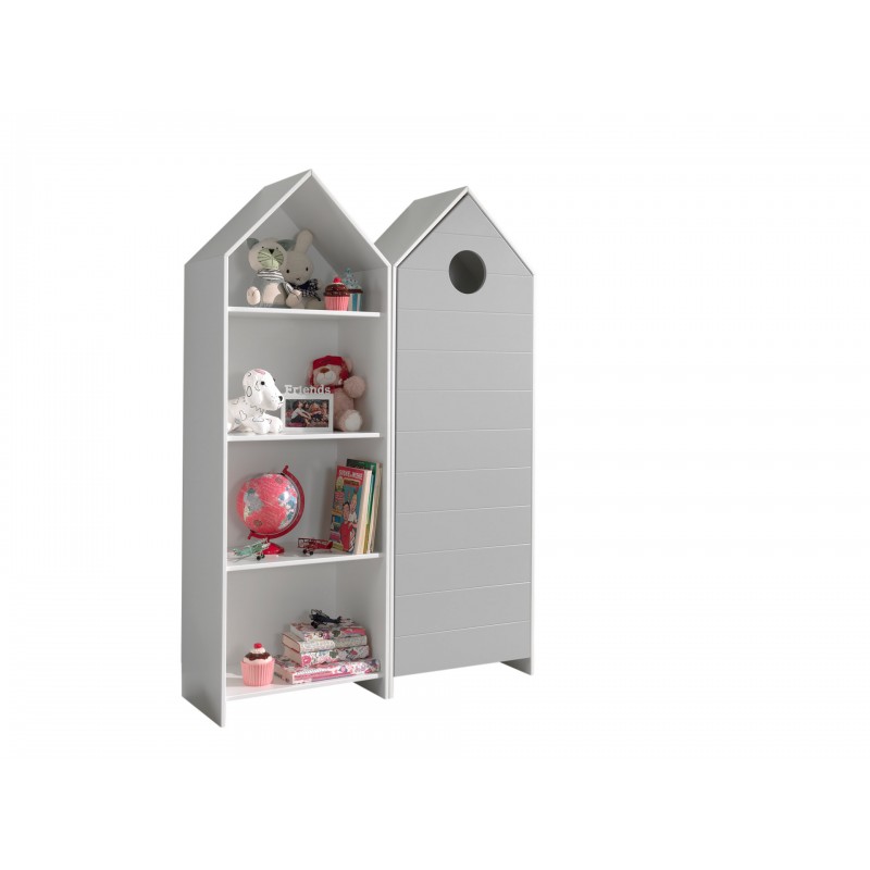 Børneskab sæt med hytter – Casami, hvid/grå