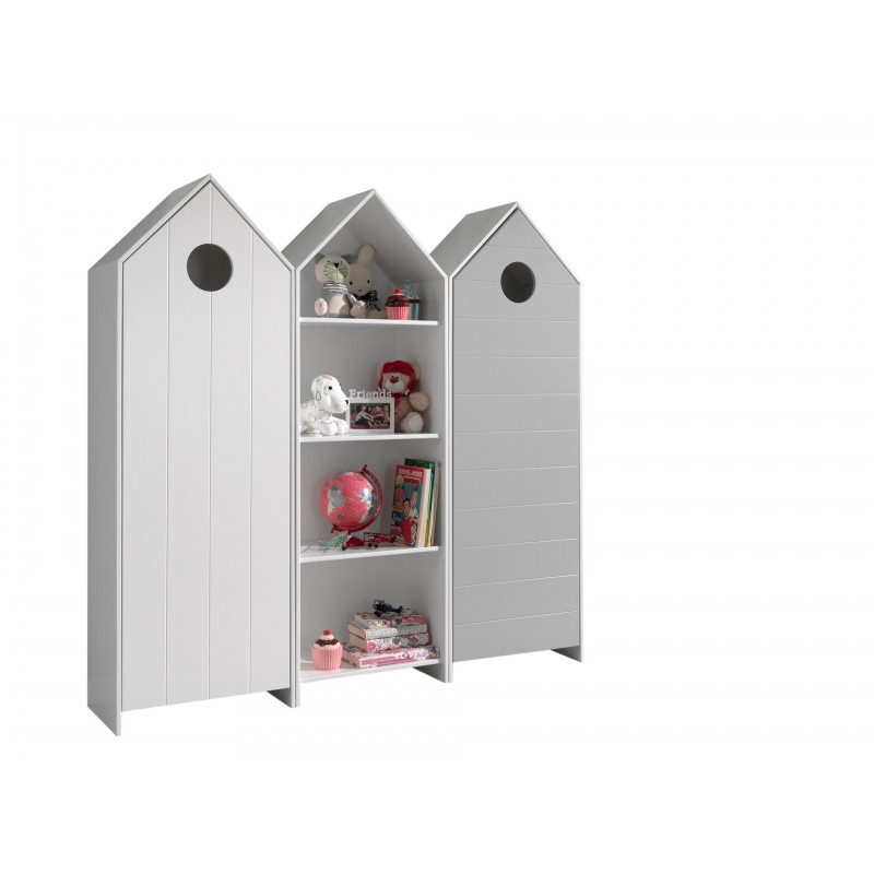 Børneskab sæt – Casami strandhytte, hvid/grå, 3 dele