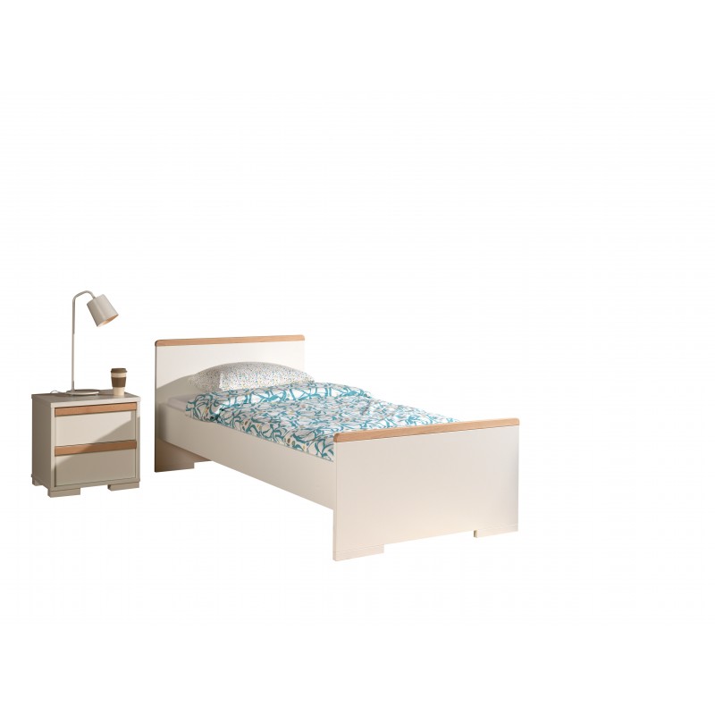 Børneseng med natbord 90 x 200 – London sæt, hvid