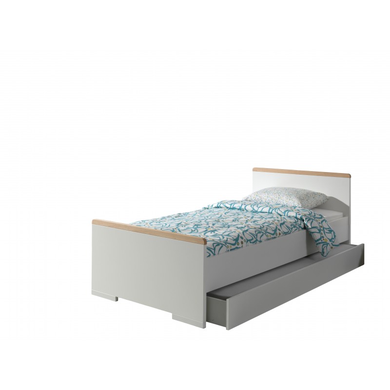 Enkeltseng med udtræksskuffe London sæt 90x200/90x190 – hvid