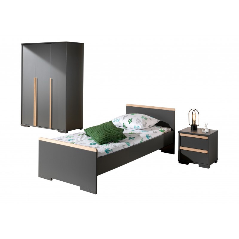 Børneværelsessæt London 90 × 200 cm – Antracit