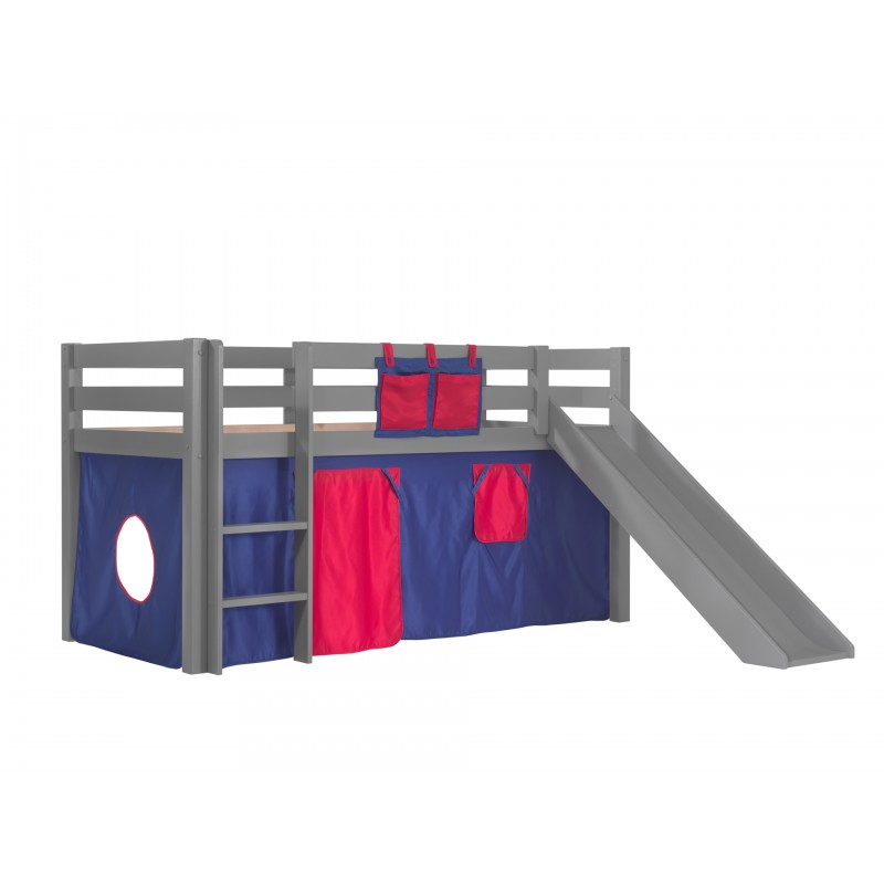 Halvhøj seng med rutsjebane – Pino, grå