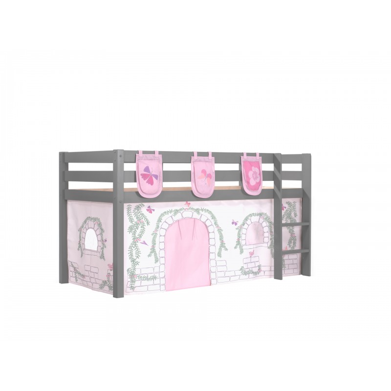 Halvhøj seng med forhæng – Pino Grå Birdy