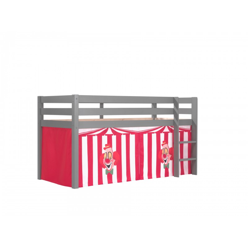 Halvhøj seng med forhæng – Pino, grå