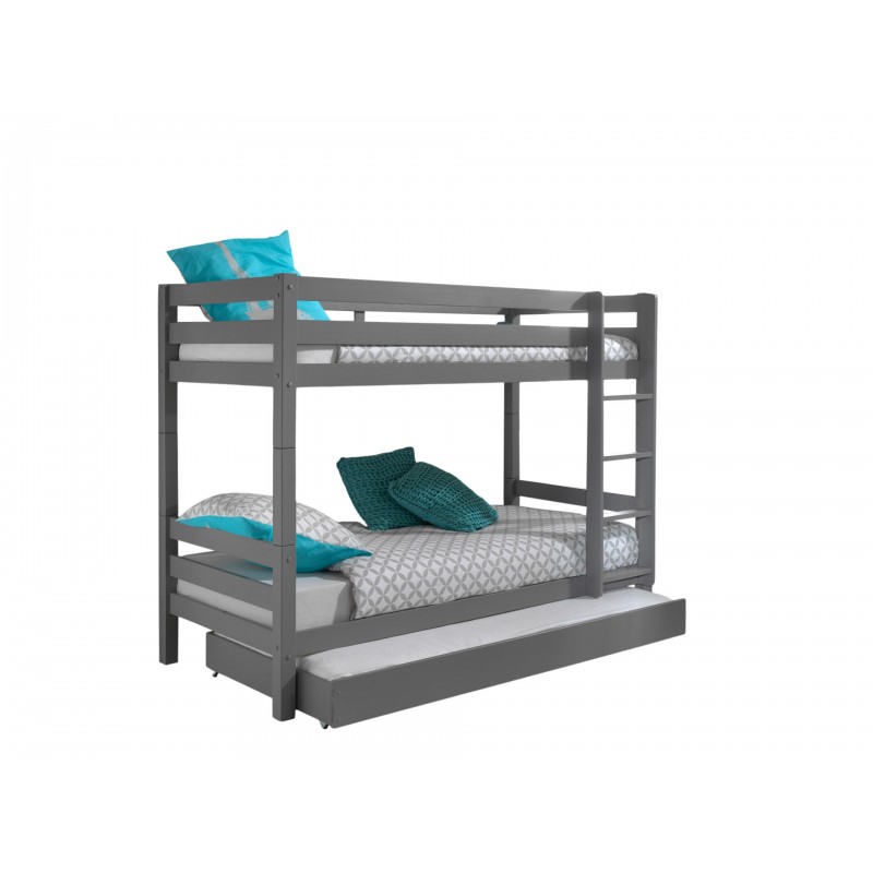 Køjeseng med udtræksseng Pino – grå (H 160 cm)