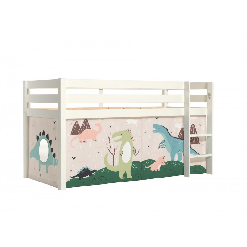 Halvhøj seng med forhæng – Pino, hvid, Dino