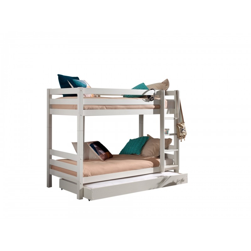 Køjeseng med udtræksseng – Pino, hvid (160 cm)