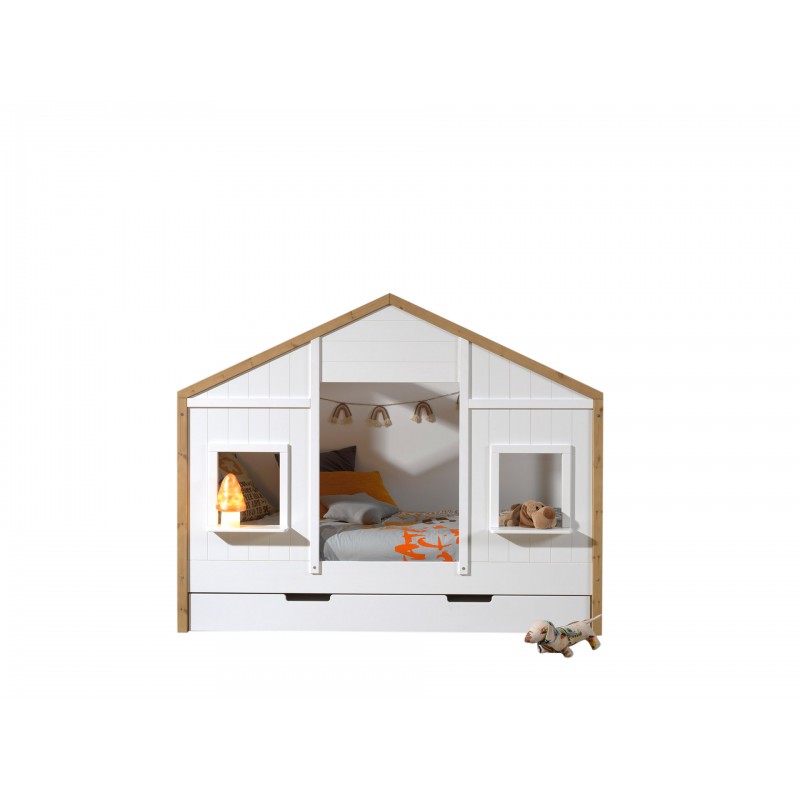 Husseng med skuffeseng Babs – 90x200 cm – Hvid/Natur