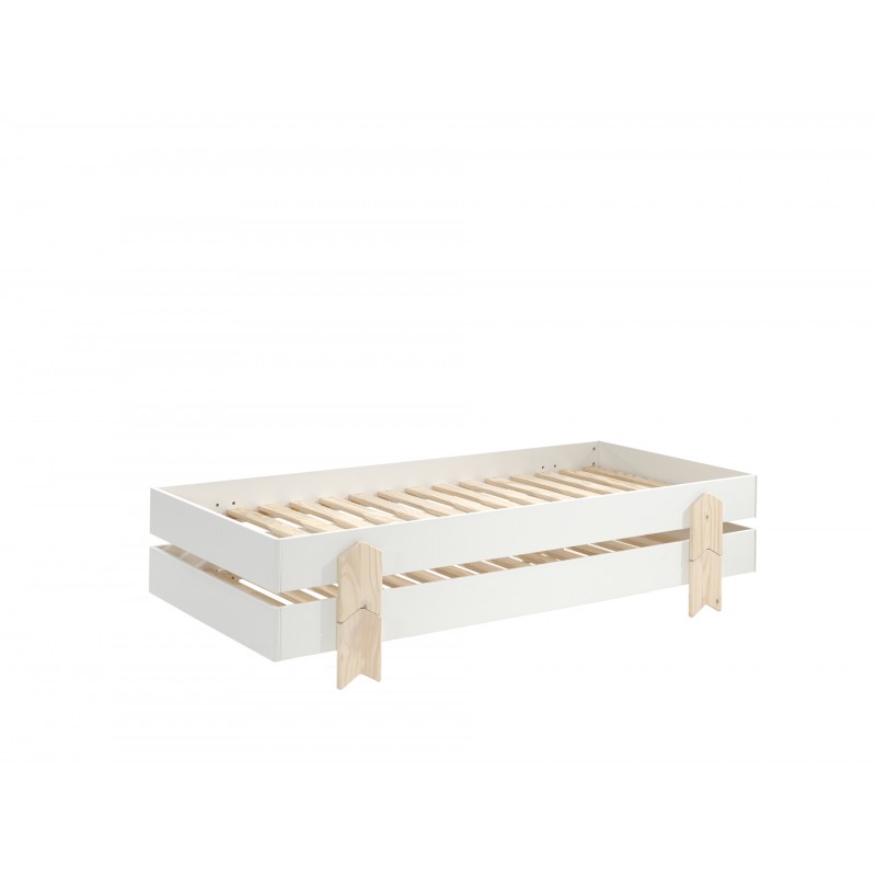 Stackbar juniorseng sæt 90 x 200 – Modulo, hvid (2 senge)