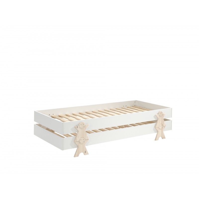 Børneseng sæt 90 × 200 cm – Modulo, hvid (2 stablesenge)