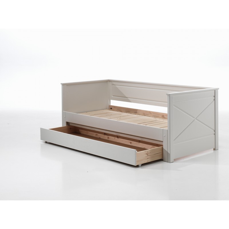 Sovesofa med udtræk SCOTT – hvid, 90×200 cm
