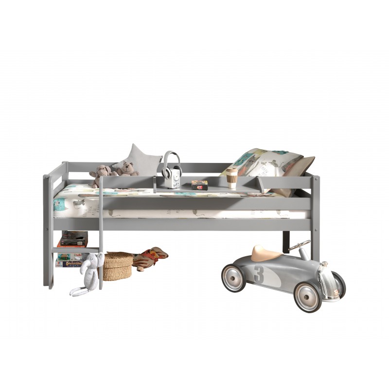 Halvhøj børneseng med stige – Pino Sæt, grå