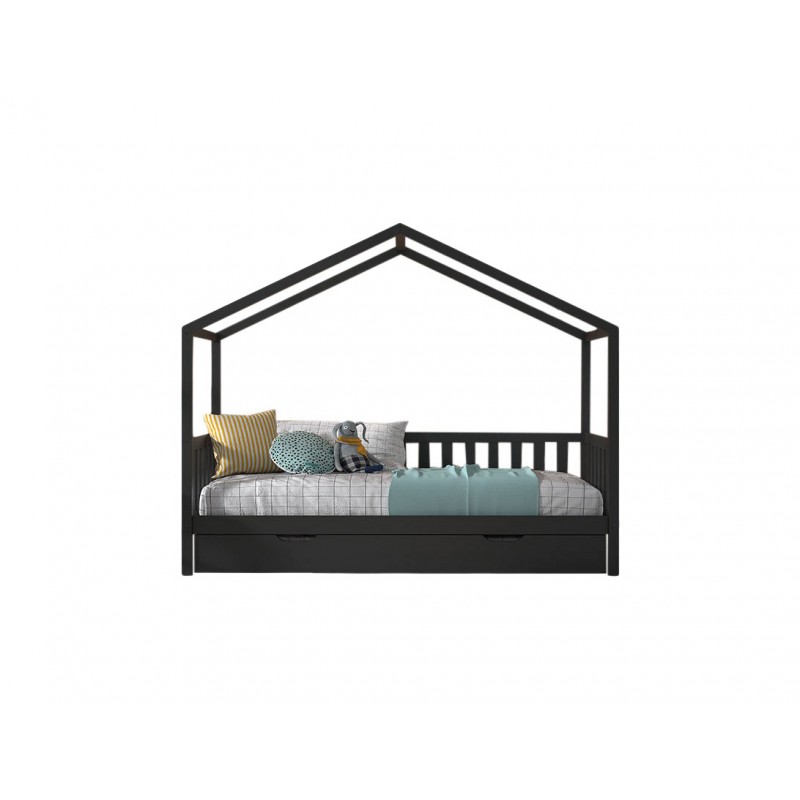 Husseng med skuffe Dallas sæt – 90 × 200 cm / 90 × 190 cm – antracit