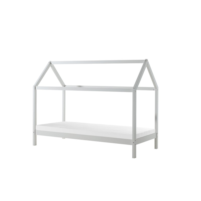 Hus-seng med madras 90 x 200 cm – Dallas, hvid