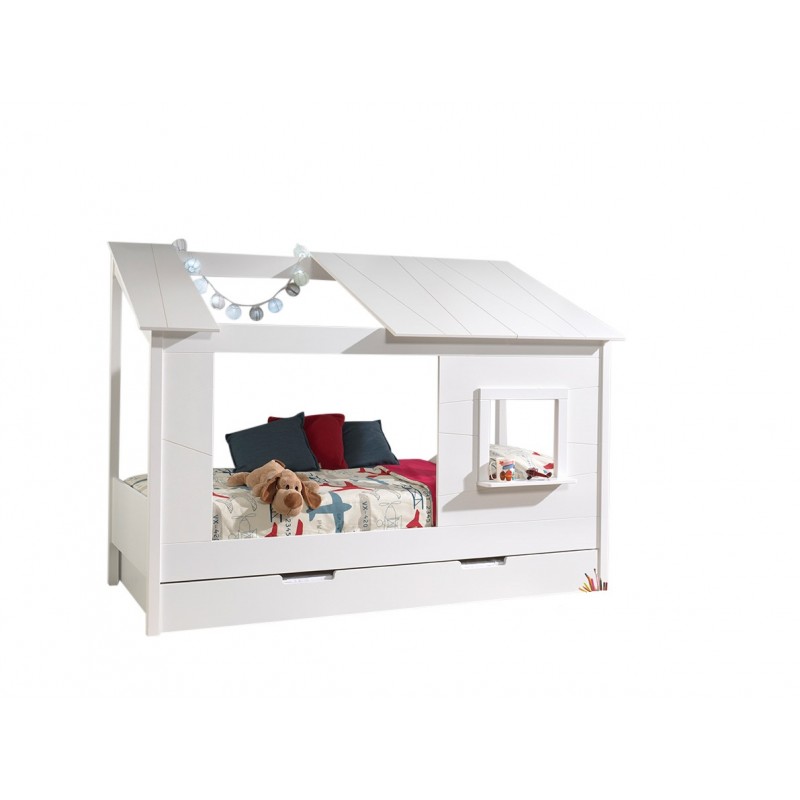 Børneseng hus seng med skuffe 90 x 200 cm – hvid (Housebed Sæt)
