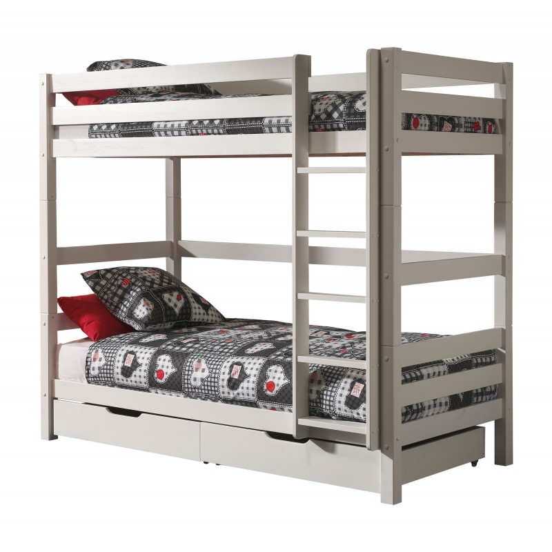 Køjeseng med skuffer – Pino, hvid (90 × 200 cm)