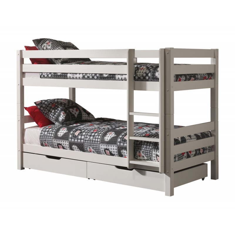 Køjeseng med skuffer – Pino, hvid (90 × 200 cm)