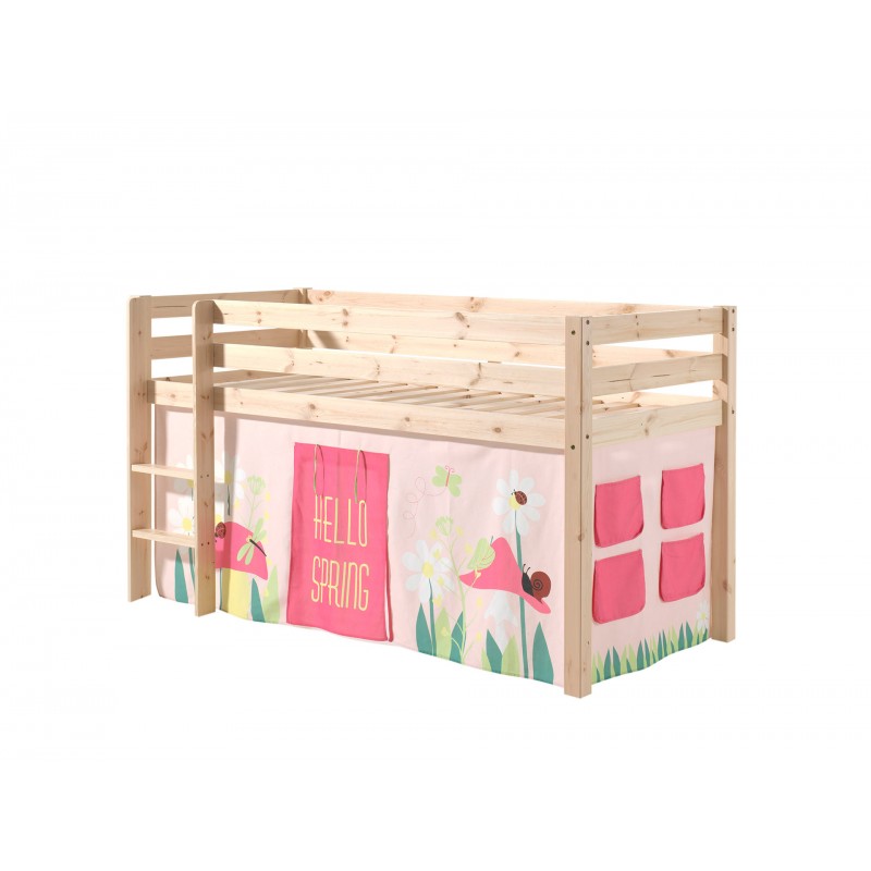 Halvhøj seng til børn Pino – natur med forhæng Spring