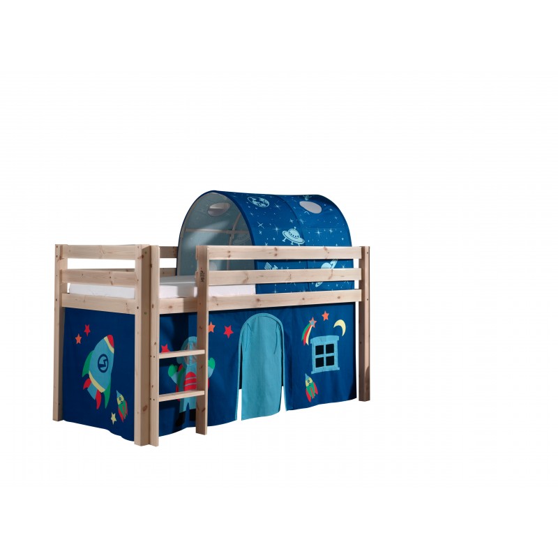 Halvhøj seng med forhæng og tunnel – Pino Natur Astro