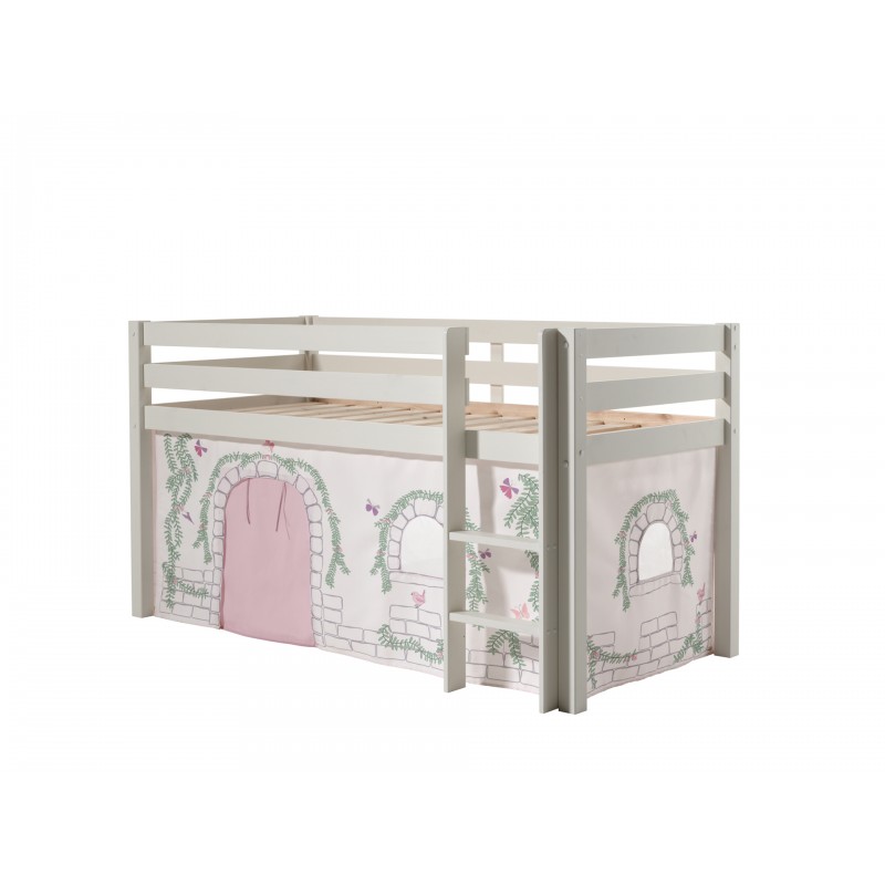 Halvhøj seng med forhæng – Pino, hvid