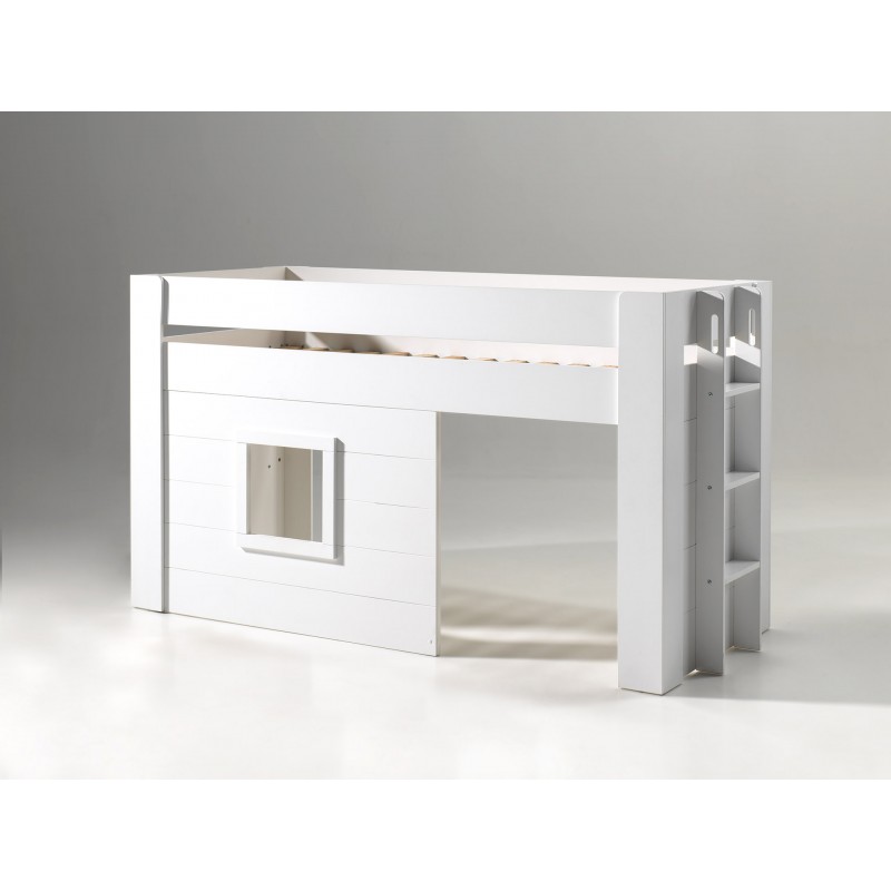 Halvhøj seng til børn Noah sæt 90 x 200 cm – hvid