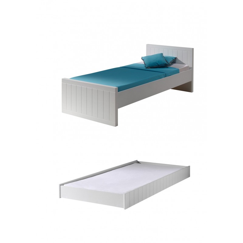 Børneseng med udtræksseng 90 x 200 – Robin, hvid