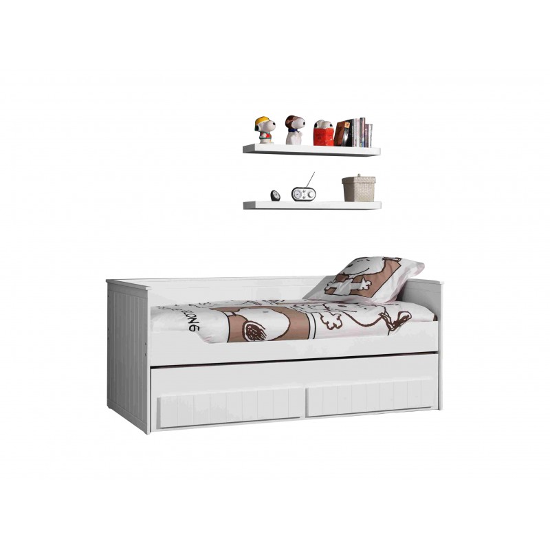 Børneseng med opbevaring og hylder – Robin Sæt, hvid