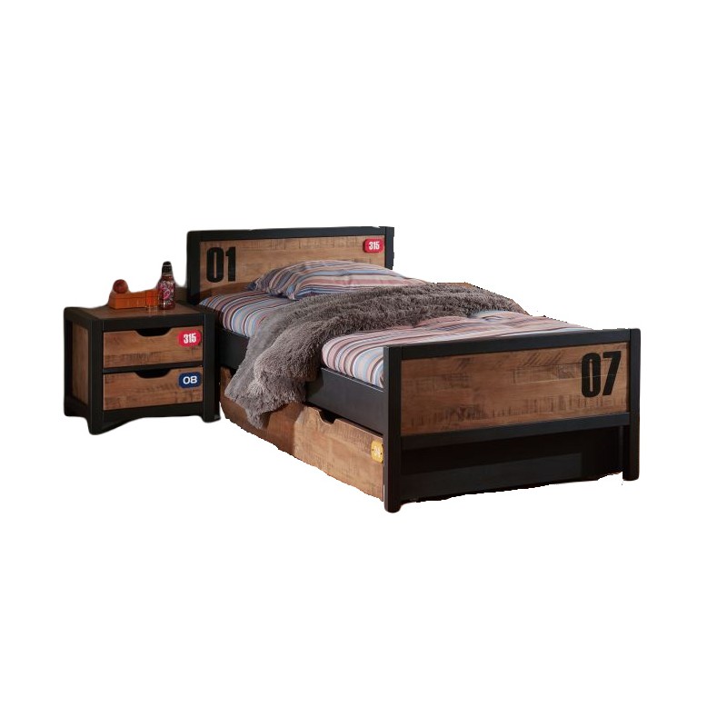 Børneseng med natbord 90 × 200 – Alex Sæt, natur