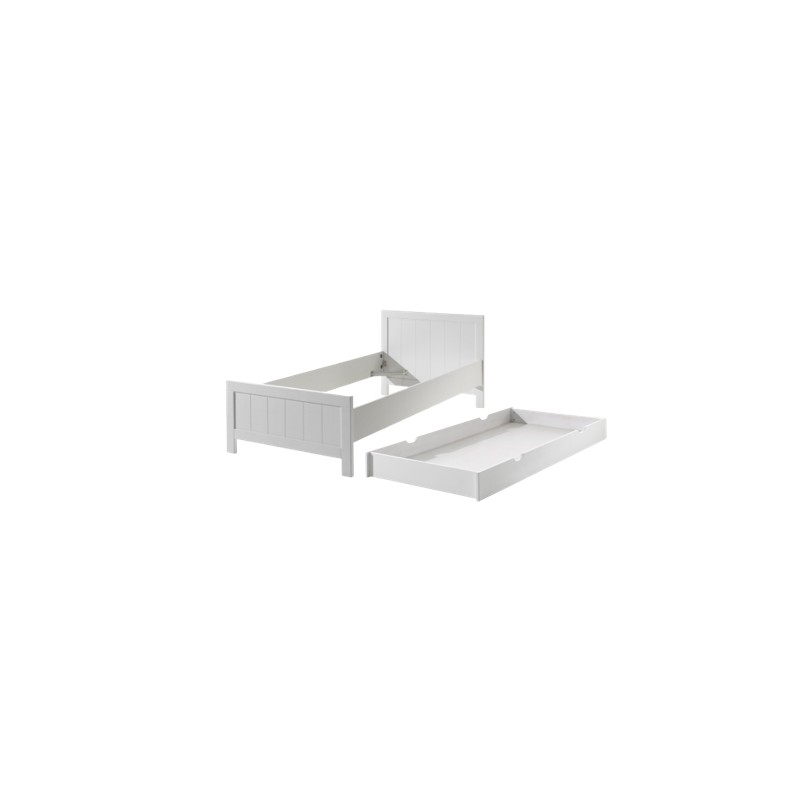 Enkeltseng med skuffe 90×200 – Erik Sæt, hvid