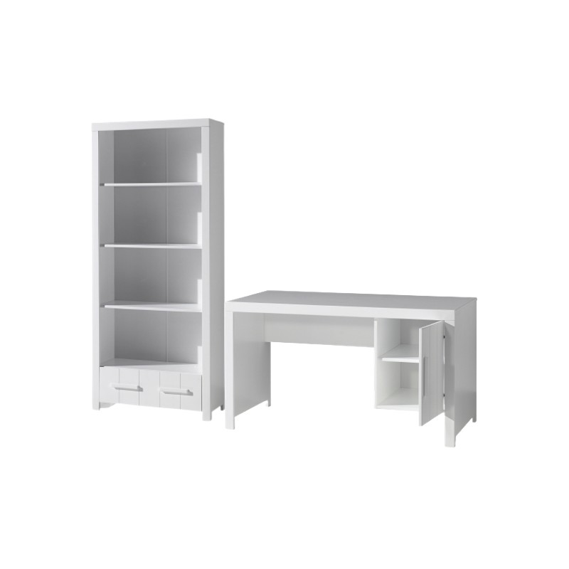 Børneskrivebord med reol – Erik sæt, hvid