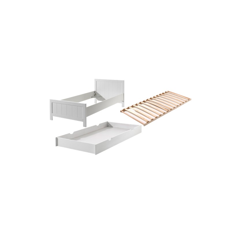 Enkeltseng med skuffe 90×200 – Erik Sæt, hvid
