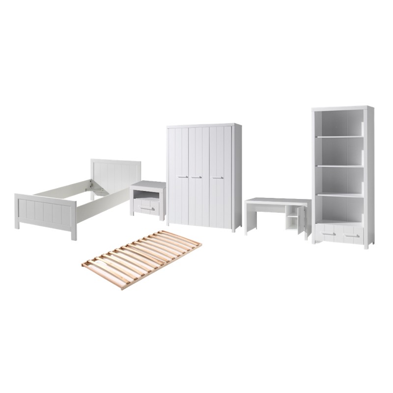 Børneværelsesæt med seng 90×200 – Erik, hvid