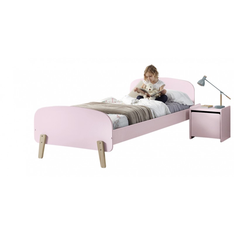 Børneseng med natbord 90 × 200 cm – Kiddy, lyserød