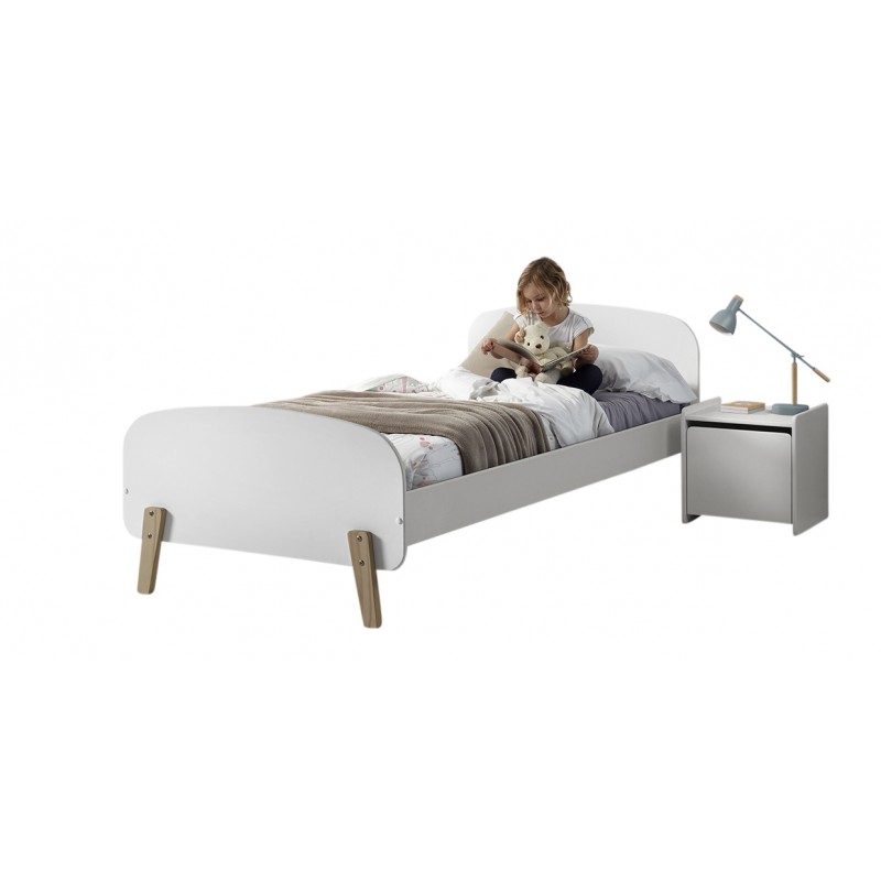 Børneseng med natbord 90 x 200 cm – Kiddy, hvid