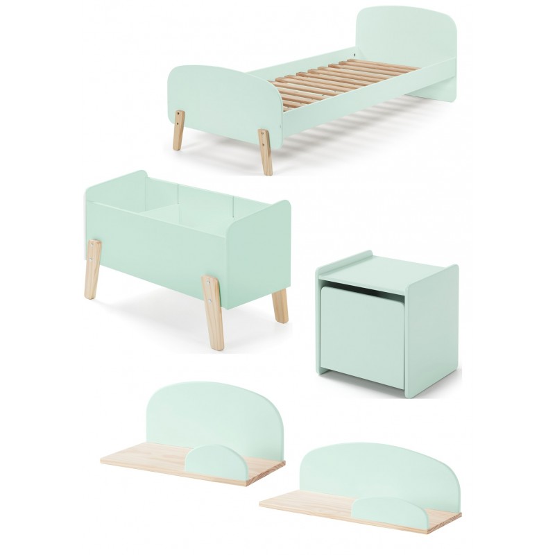 Børnemøbelsæt Kiddy 90 x 200 cm – mintgrøn