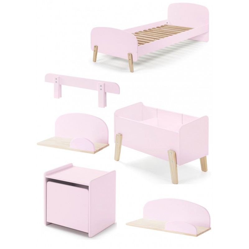 Børneseng sæt 90 x 200 cm – Kiddy, lyserød